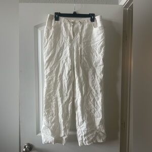 JM Collection women’s Ivory Linen drawstring pants size 10P